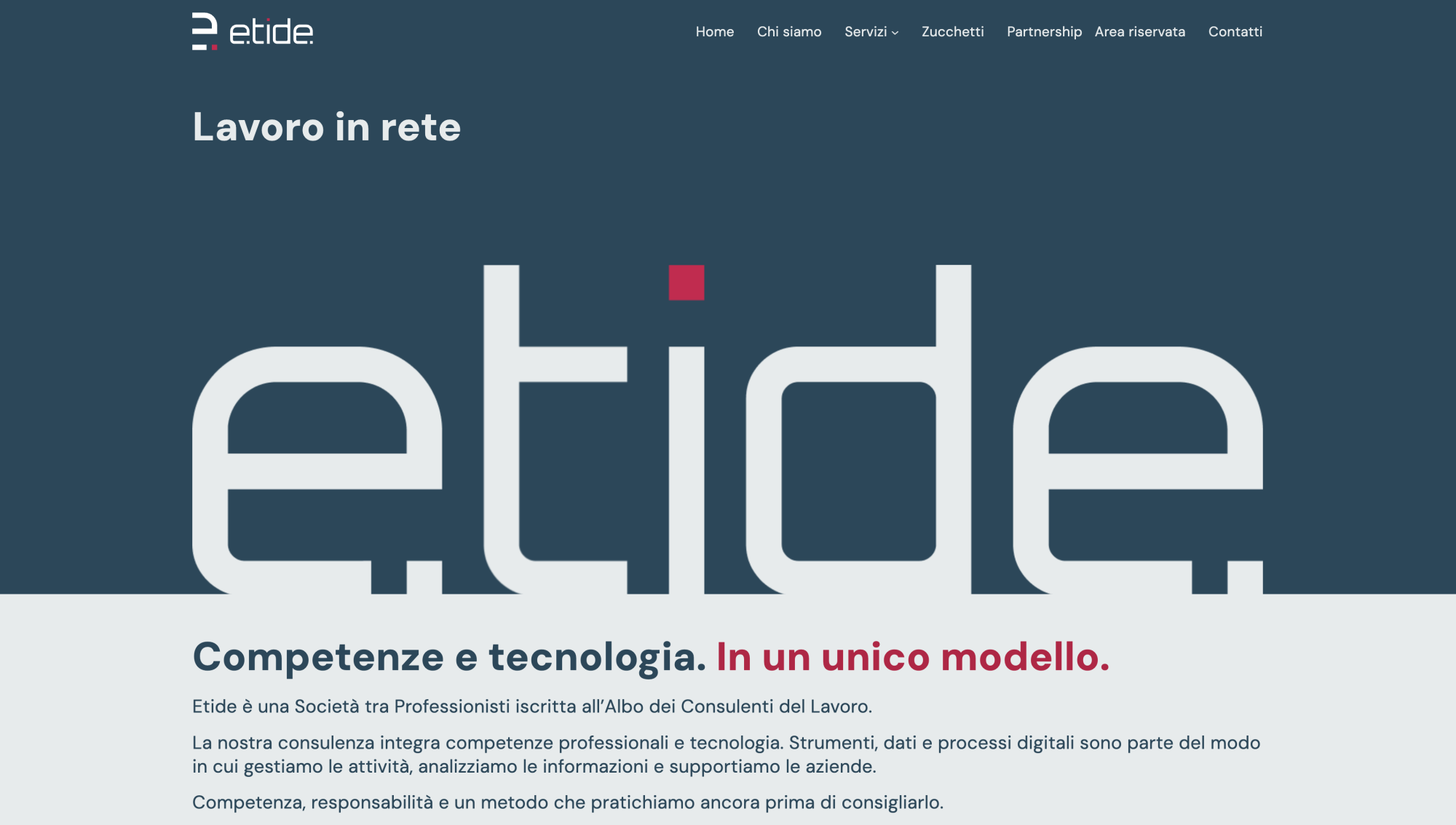 Dopo: Nuova home di Etide con il marchio a tutta pagina